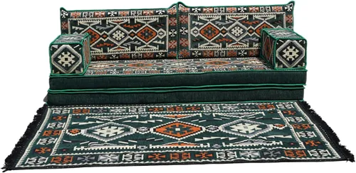 Vista 26 de arabicsofa Sofá Tradicional Árabe para Piso – Juego de Cojines Modulares para Sala de Estar Azul
