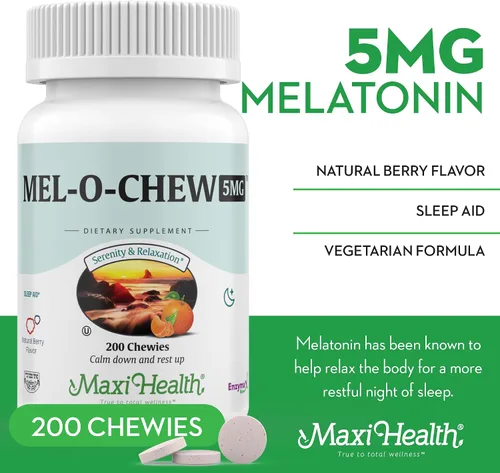 Vista 4 de Maxi Health Melatonina 5 mg Melatonina de acción rápida extra fuerte – Fomenta el sueño natural con melatonina – Apoyo para dormir sin hábito Kosher