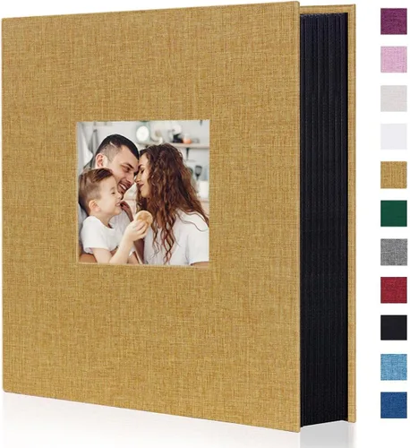 Vista 12 de Artmag Mini álbum de fotos de 4 x 6 pulgadas, 50 bolsillos, paquete de 2, cubierta de lino con ventana frontal, capacidad para 100 fotos verticales