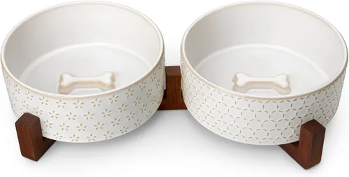Vista 18 de MALACASA - Cuenco de comida de cerámica para perros, plato de agua para razas medianas, 4 tazas