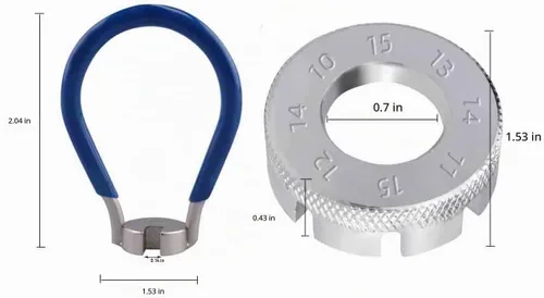 Vista 2 de Llave de ajuste de radios de bicicleta Juego de 2 herramientas de ajuste de llantas de bicicleta (plata y azul)
