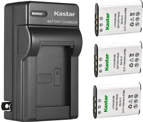 Vista 6 de Kastar Cargador de batería de pared AC para batería Nikon EN-EL11, cargador MH-64, Nikon Coolpix S550, cámara S560, batería Olympus Li-60B, cargador
