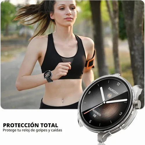 Vista 5 de Rc-Z Paquete de 2 fundas protectoras de pantalla para reloj inteligente Amazfit Balance, parachoques duro de policarbonato integrado, película