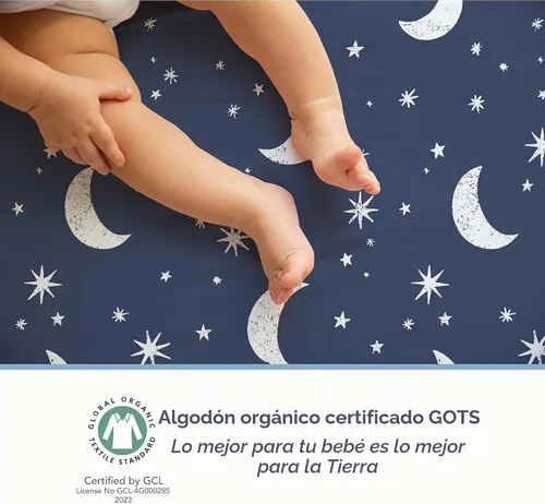 Vista 6 de Sábanas bajeras 100% de algodón orgánico perfectamente compatibles con Graco Pack n Play, Babyletto, Pamo Babe, Hiccapop, Dream on Me, Evenflo, Baby
