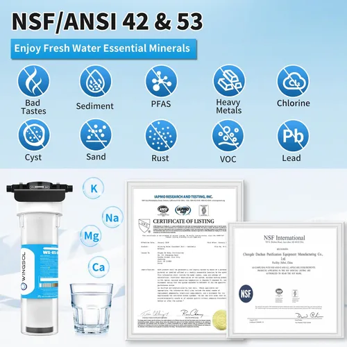 Vista 8 de WINGSOL WINGSOL Filtro de agua alcalina para debajo del fregadero, mejora el pH y el sabor, función 5-en-1 reduce metales pesados, cloro, PFAS