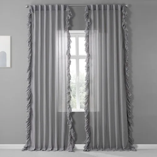 Vista 12 de HPD Half Price Drapes Cortinas traslúcidas con volantes para dormitorio y sala de estar, 50 x 84 pulgadas, lino (1 panel), cortinas con dobladillo