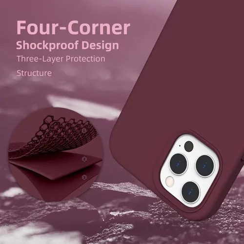 Vista 6 de Funda de silicona líquida compatible con iPhone 12 Pro Max 6.7 pulgadas, funda de gel de protección completa con forro de microfibra, funda