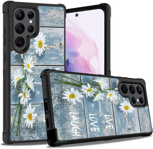 Vista 10 de Funda para Galaxy S22 Ultra, resistente 3 en 1, híbrida de plástico duro y silicona suave, a prueba de golpes, funda de protección contra caídas