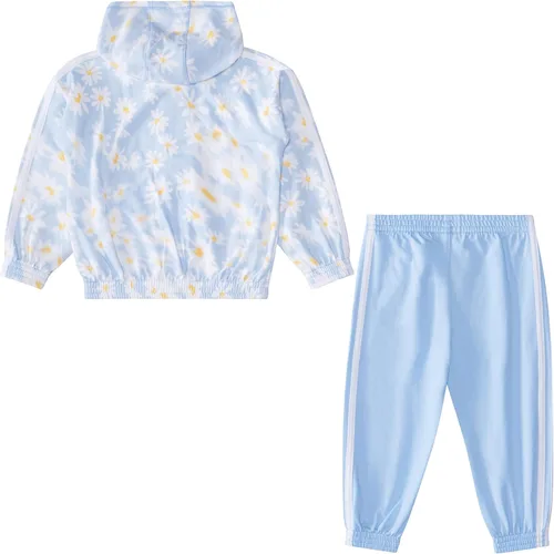 Vista 2 de adidas Conjunto de 2 piezas con capucha estampada de rizo francés para bebés y niñas