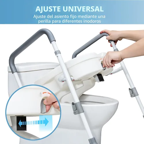 Vista 5 de WeHwupe Asiento de inodoro elevado con asas para ancianos – Elevadores de asiento de inodoro para personas mayores con brazos acolchados ajustables