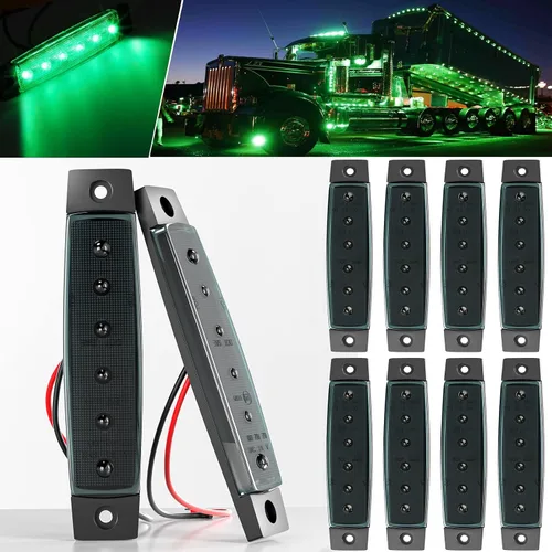 Vista 12 de BJZ luces LED para remolque verdes, 6 luces LED, barra de luz de señal de giro, indicador de luz de 3.8" para parte delantera y trasera