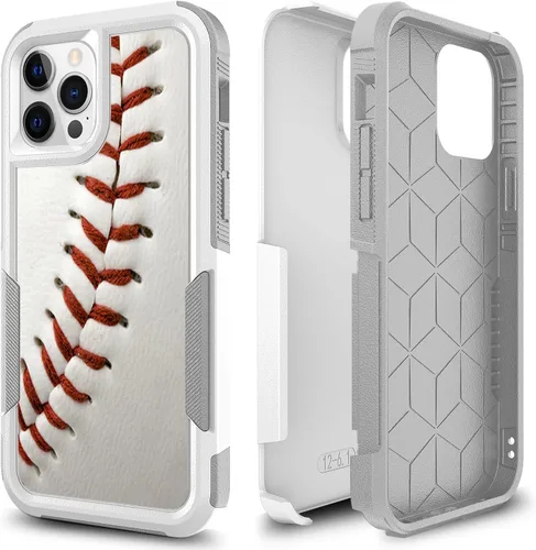 Vista 15 de Funda protectora para iPhone 12 Pro, diseño deportivo único de policarbonato duro de absorción de golpes + funda protectora híbrida de doble capa