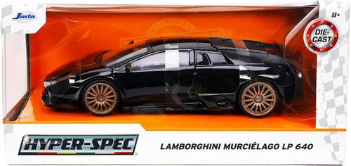 Vista 6 de Lamborghini Murcielago LP640 Negro con ruedas de cobre Hyper-Spec Series 1/24 Modelo de coche fundido a troquel por Jada