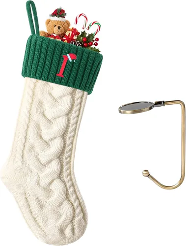 Vista 111 de Botas de Navidad personalizadas, iniciales personalizadas, 18 pulgadas, botas de Navidad tejidas con letras para colgar en la chimenea, botas