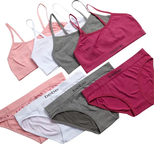 Vista 3 de bebe Conjunto de ropa interior para niñas, 8 piezas, brasier de entrenamiento sin costuras y bragas a juego para niñas