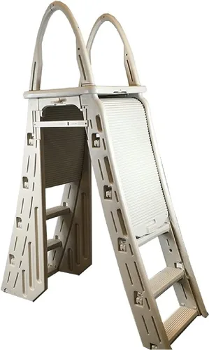Vista 9 de Swimline 7200 Escalera de seguridad ajustable con marco en A con protector antivuelco para piscinas elevadas e hidroherramientas por Swimline 9 x 24