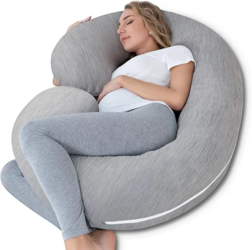 Vista 20 de INSEN - Almohada de embarazo, almohada corporal de maternidad para embarazadas, almohada de embarazo en forma de C con funda de almohada corporal