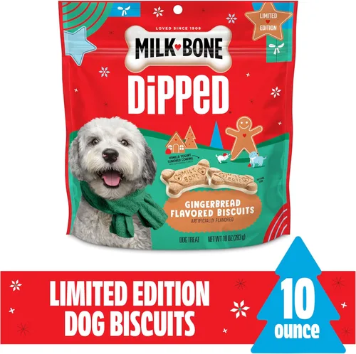 Vista 2 de Milk-Bone Galletas para perros con sabor a jengibre sumergidas, sabor artificial, 10 oz Bolsa