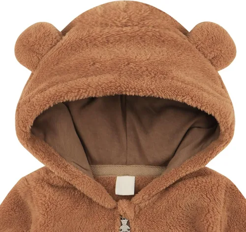 Vista 2 de Newborn Baby Girls Clothes Toddler Boys Fleece Jacket Neutral Winter Hoodie Coat