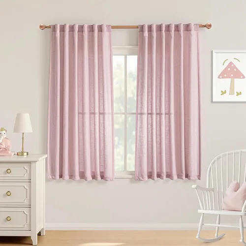 Vista 66 de MYSKY HOME Cortinas naturales de puerta francesa para ventana de puerta, 40 pulgadas de largo, cortas, semitransparentes, filtrantes de luz