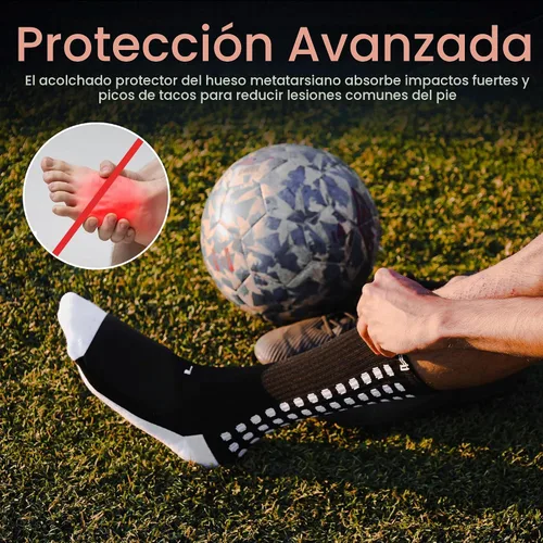 Vista 6 de MediCaptain Calcetines de fútbol con acolchado metatarsiano Calcetines de fútbol antideslizantes con protección acolchada para los pies para Negro