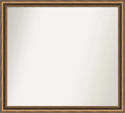 Vista 155 de Amanti Art Espejo de baño de bronce para sobre fregadero, 24 x 24 pulgadas, espejo de tocador cuadrado estrecho de bronce Manhattan, marco de madera