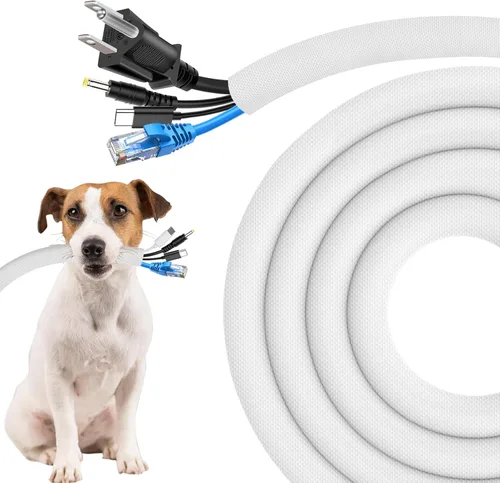 Vista 7 de Secbolt Protectores de cable de mascotas sin masticar, 10 pies - 1/2 pulgada, beige Cubiertas de cable duraderas para mascotas, protector