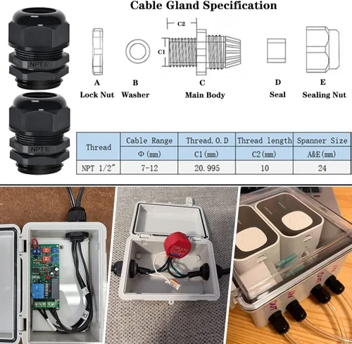Vista 6 de Zulkit Caja de conexiones plástico ABS a prueba de polvo impermeable IP65 cajas eléctricas universales con carcasa de bisagra para exteriores
