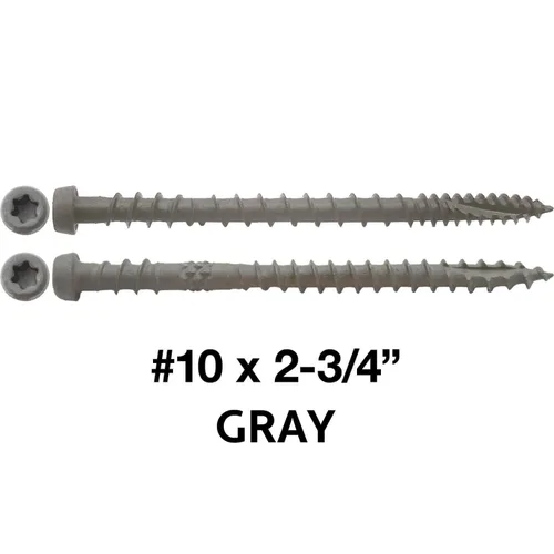 Vista 2 de 10 x 2-3/4" Tornillos para Madera de Tarima Compuesta Cape COD Gris con Cabeza Torx/Star Drive - Recubrimiento Exterior - Compatible con Madera AQC