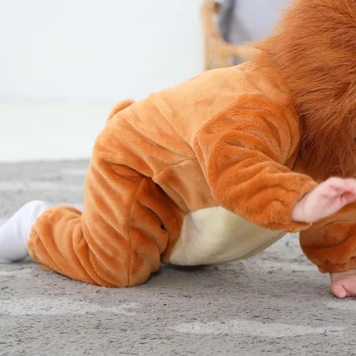 Vista 5 de Wrrkayly Mameluco de franela con capucha para bebé niño y niña, con cremallera de animales de dibujos animados, traje de invierno cálido, disfraz