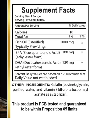 Vista 4 de Aceite de pescado Omega 3 - Aceite de pescado con EPA y DHA, aceite de pescado de triple fuerza, de aceite de pescado capturado en la naturaleza