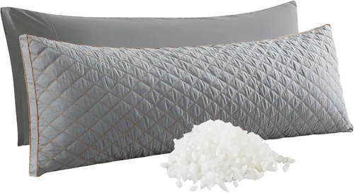Vista 20 de WhatsBedding Almohada corporal de espuma viscoelástica con funda de algodón transpirable con cremallera, almohada de cuerpo completo para adultos