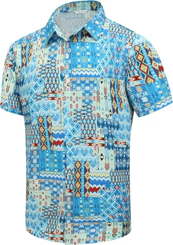 Vista 19 de SheLucki - Camisa hawaiana para hombre, unisex, de manga corta, con botones, para la playa y el verano, ropa casual estampada con sombra de palmas