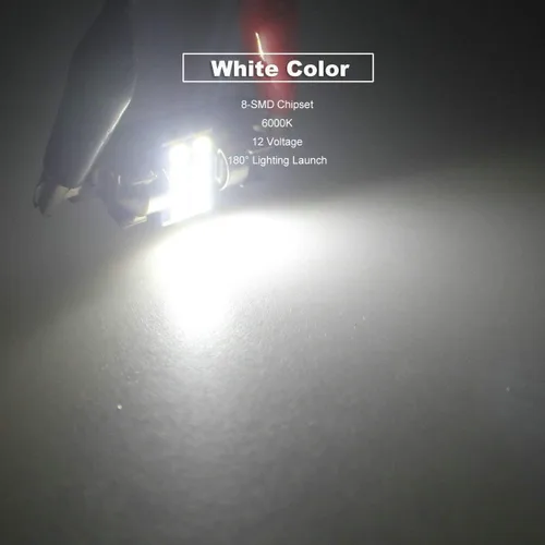 Vista 5 de 31MM Festoon DE3175 3175 6428 6000K Bombillas LED extra brillantes blancas para luces interiores de coche, placa, mapa, domo, maletero, puerta, luz
