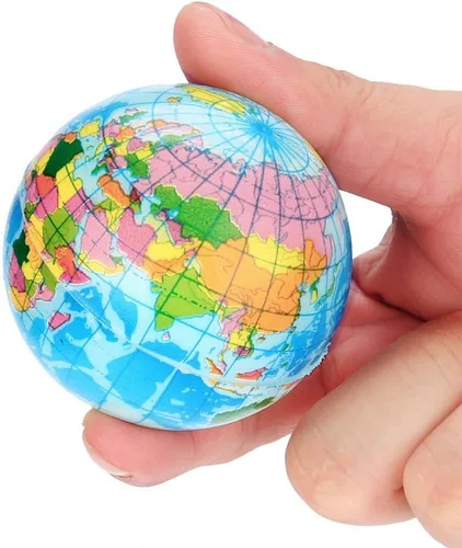 Vista 2 de Mini bola de estrés para niños y adultos, globo de mapa mundial, bola de estrés, juguete sensorial para aliviar el estrés y la ansiedad, juguete