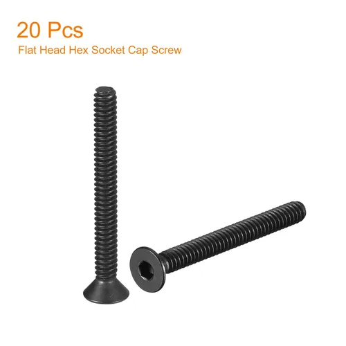 Vista 3 de uxcell Tornillos de Cabeza Plana con Hexágono Interior #4-40x1, Tornillos de Cabeza Plana Avellanada con Hexágono Interior de Acero al Carbono Grado