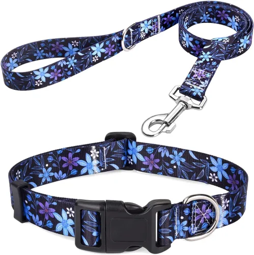 Vista 8 de Mihqy - Collar de perro, patrones geométricos florales, tribales, bohemios, collar de estilo étnico, suave y ajustable, para perros pequeños