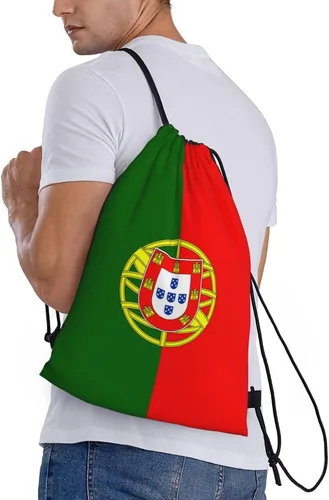 Vista 3 de Portugal Mochila con cordón para yoga, playa, ligero, gimnasio, deportes, cuerda, portugués, decoración al aire libre, Negro -, Classic