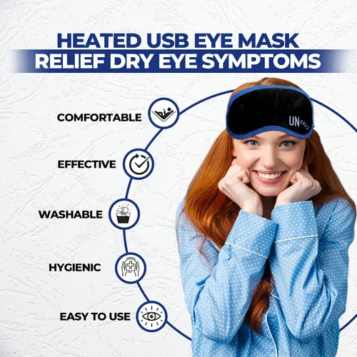 Vista 3 de UNCLOG - Máscara térmica para ojos secos para comodidad de ojos secos, terapia cálida controlada suave, compresa cálida reutilizable con enchufe