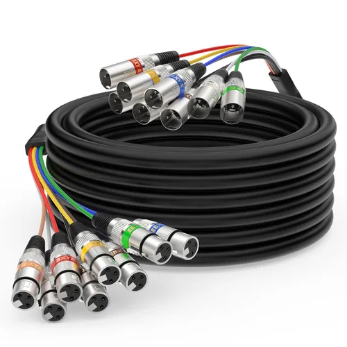 Vista 10 de EBXYA - Cables de serpiente XLR de 4 canales, cable de micrófono XLR macho a hembra Cable de micrófono equilibrado de 4 colores para vivo