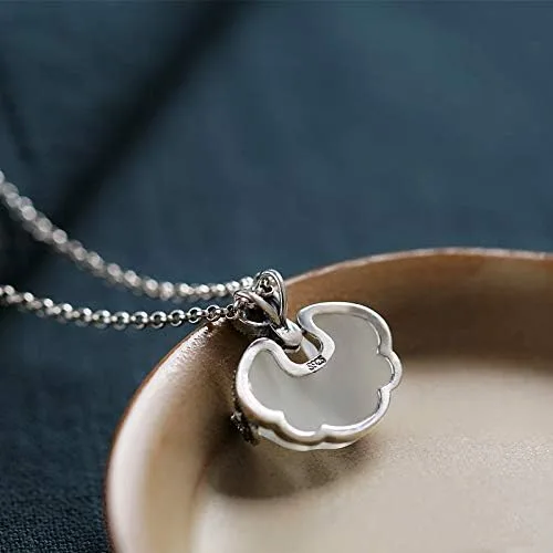 Vista 3 de Collar de plata 925 para mujer, collar con colgante de jade de ópalo de longevidad