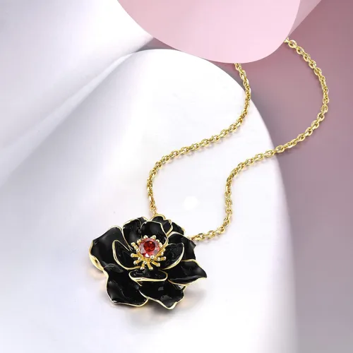 Vista 3 de Santuzza Colgante de flor esmaltada hecha a mano de plata de ley 925 para mujer