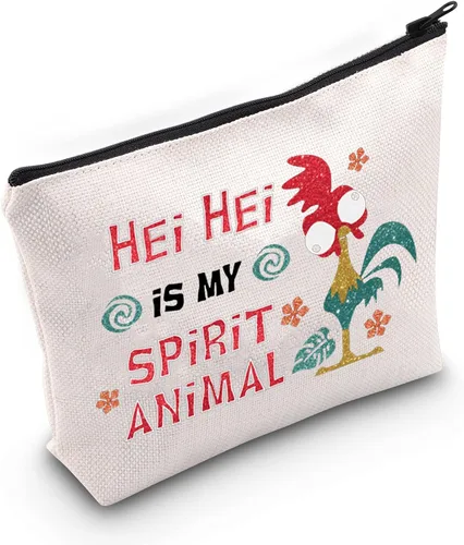 Vista 7 de LEVLO Bolsa de maquillaje cosmética de pollo Hei para amantes del pollo, regalo Hei Is My Spirit Animal Maquillaje con cremallera, Hei Hei Completo