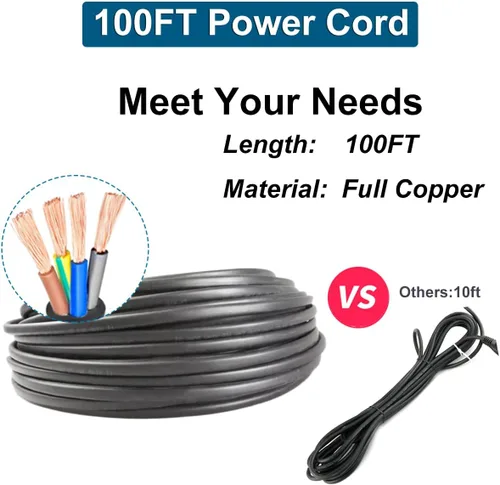 Vista 4 de Bomba sumergible de acero inoxidable con cable de alimentación de 100 pies, salida extra, resistente (1hp-110 V + caja de control)