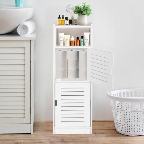 Vista 4 de ShellKingdom Toilet Paper Holder Stand, Small and Slim Bathroom Storage Cabinet for Bathroom Small Spaces, 29.1 x 9.5 x 7.9 inch
