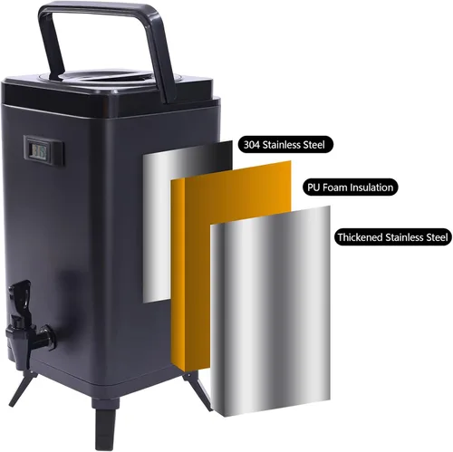 Vista 6 de Dispensador de bebidas aislado de acero inoxidable de 3.17 galones, dispensador de bebidas aislado cuadrado, dispensadores de bebidas frías