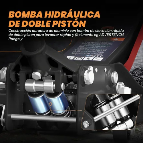 Vista 2 de Auto Dynasty Gato de piso de perfil bajo de 3 toneladas, gato hidráulico de acero resistente para automóvil con bomba de elevación rápida de Negro