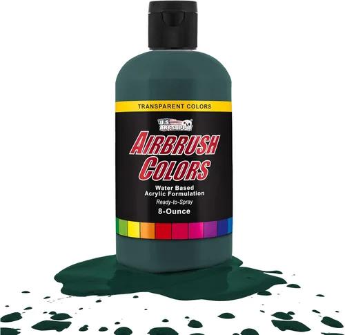 Vista 10 de U.S. Art Supply Pintura acrílica transparente Chartruesse para aerógrafo, 8 onzas, lista para rociar, pintura con pincel de aire para uñas, modelos