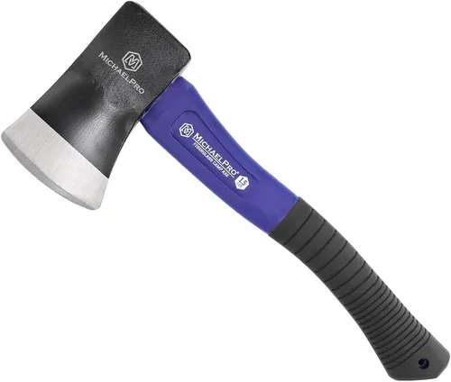 Vista 12 de MichaelPro MP004009 - Hacha de campamento de 9 pulgadas con mango de fibra de vidrio resistente al clima y absorbente de impactos, con funda