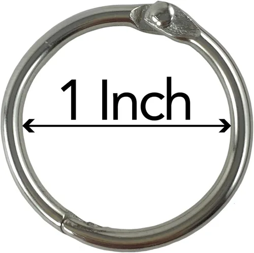 Vista 2 de Clipco Anillos de libro pequeños de metal niquelado de 1 pulgada (paquete de 100)
